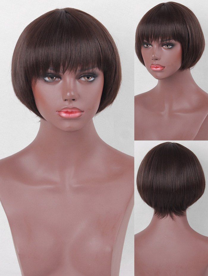 [45% OFF] Short Neat Bang Straight Bob Synthetic Wig | Rosegal