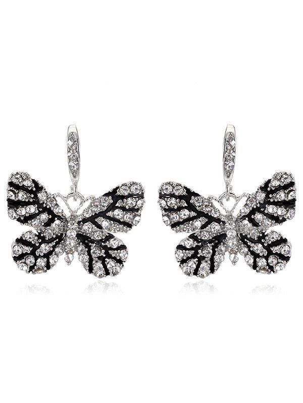 

Rhinestone Inlaid Butterfly Wedding Party Hook Earrings, White