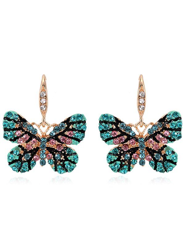

Rhinestone Inlaid Butterfly Wedding Party Hook Earrings, Blue green