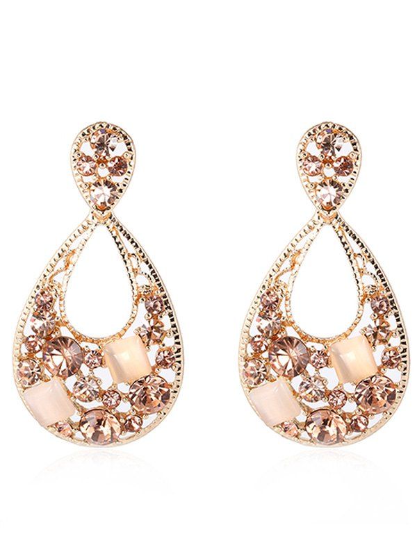 

Colored Rhinestone Water Drop Dangle Earrings, Golden brown