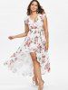 High Slit Floral Surplice Dress -  