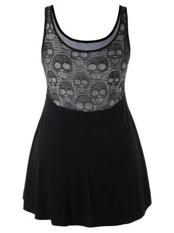 

Plus Size Hollow Out Skull Tank Top, Green