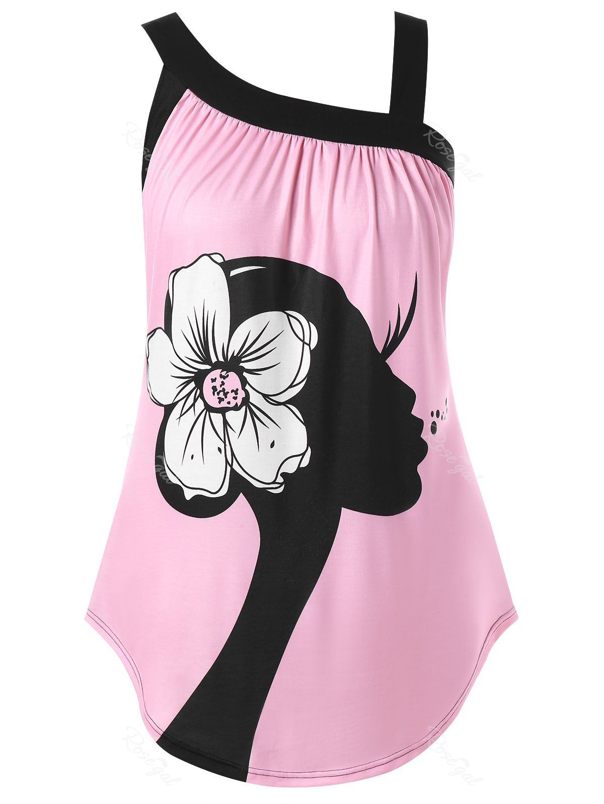 

Plus Size Beauty Art Print Tank Top, Light pink