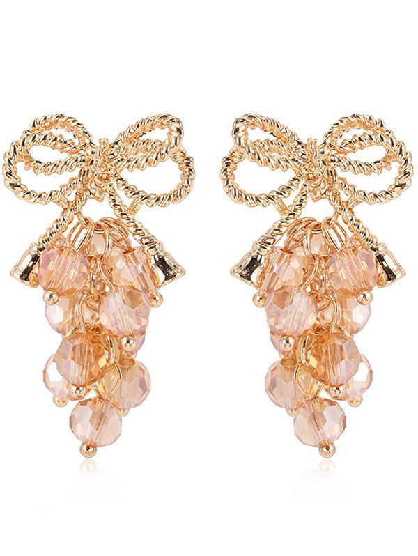 

Grape Cluster Design Bowknot Faux Crystal Earrings, Champagne