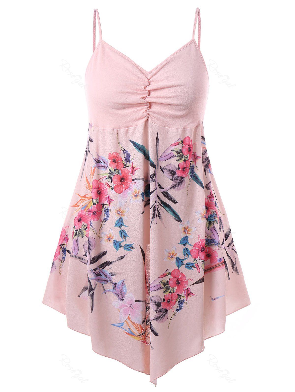 

Plus Size Floral Slip Tank Top, Light pink