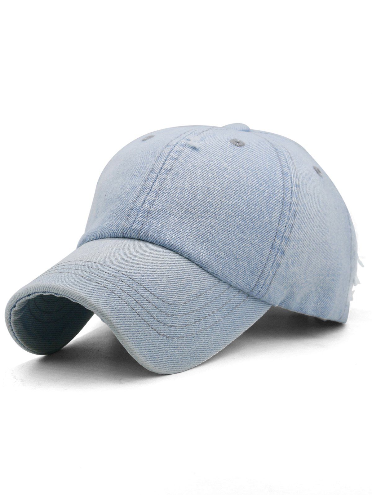 

Outdoor Solid Color Washed Dyed Denim Baseball Hat, Baby blue