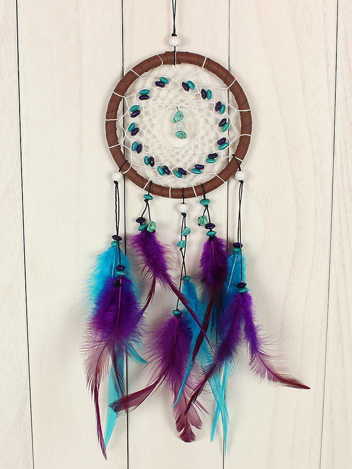 

Stone Beads Decorative Hanging Feathers Dream Catcher, Multi