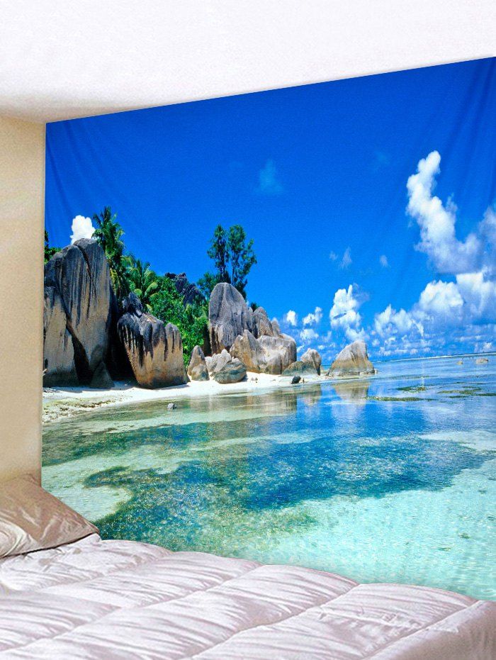 

Sky Sea Scene Printed Tapestry Wall Hanging Decoration, Blue orchid