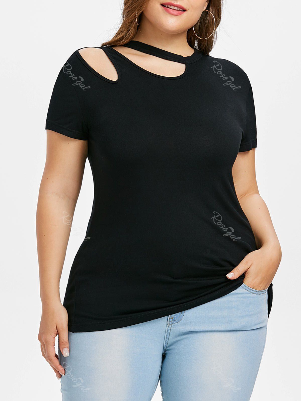 

Plus Size Double Cut T-shirt, Black
