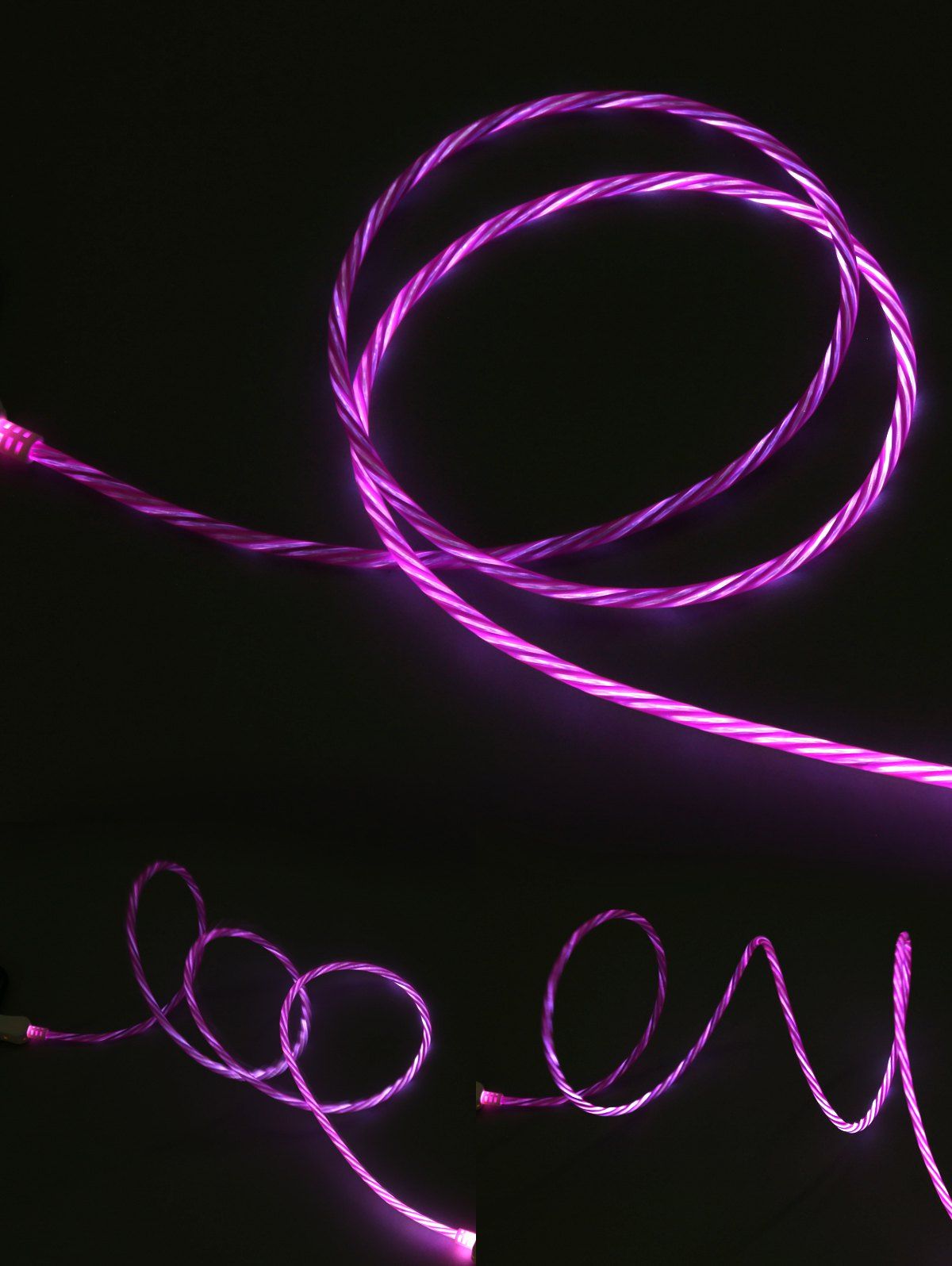 

Flowing LED Glow USB Charging iPhone Data Cable, Violet red