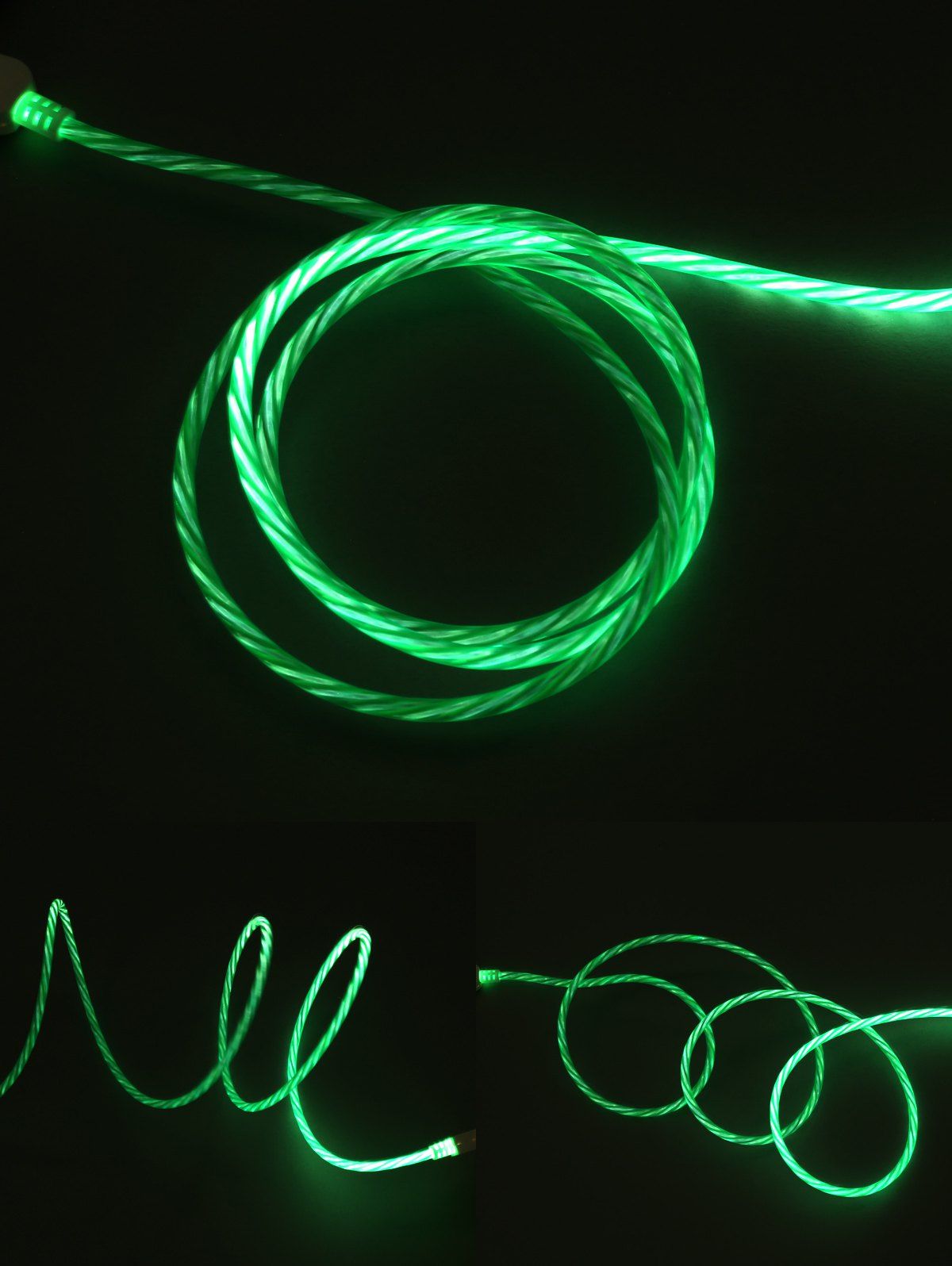 

Flowing LED Glow USB Charging iPhone Data Cable, Zombie green
