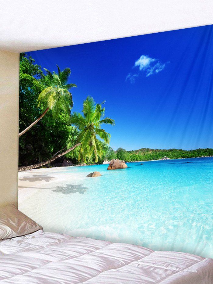 

Coconut Palm Sea Printed Tapestry Wall Hanging Decoration, Blue orchid