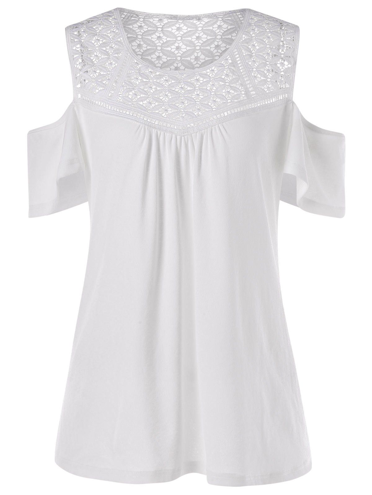 

Cold Shoulder Lace Insert T-shirt, White