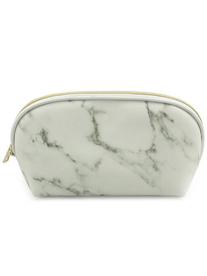 

Portable Marble Pattern Zipper Cosmetic Storage Bag, White