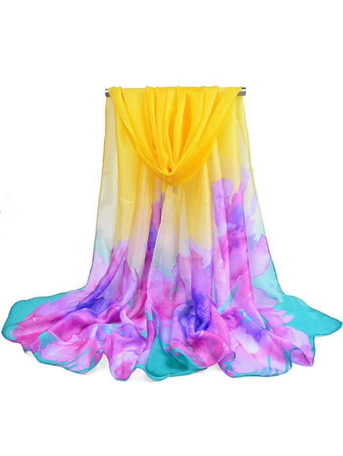 

Colored Floral Pattern Spring Fall Scarf, Yellow