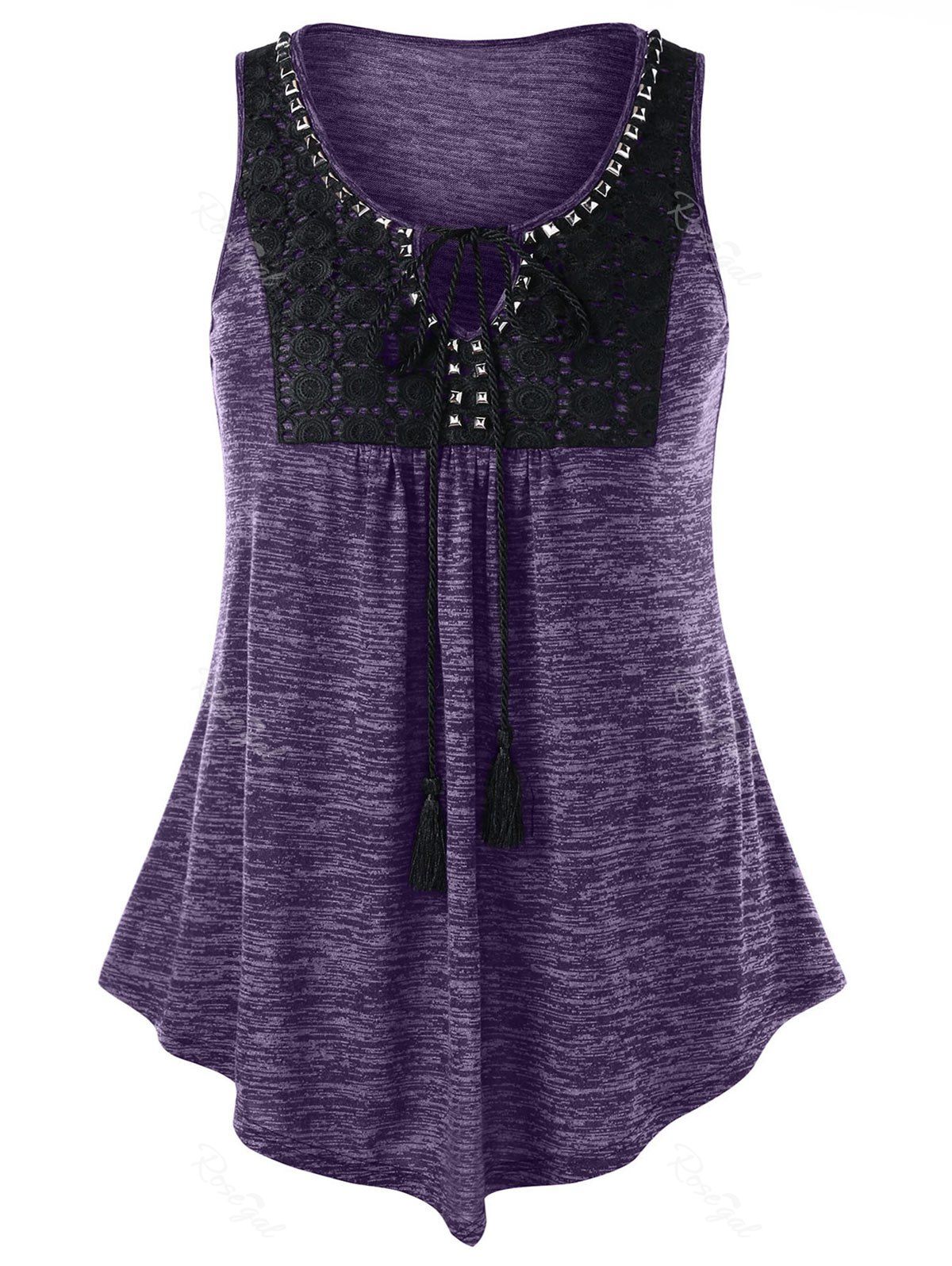 

Plus Size Marled Keyhole Neck Tank Top, Purple iris