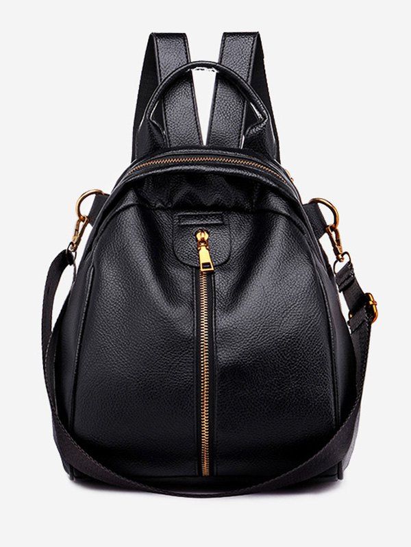

Faux Leather Chic Minimalist Backpack with Strap, Black