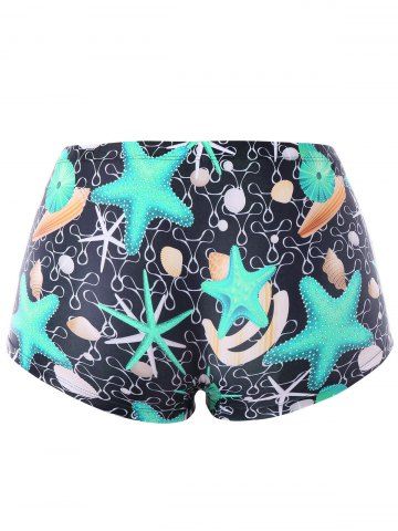 

Plus Size Starfish Print Slit Tankini Set, Macaw blue green