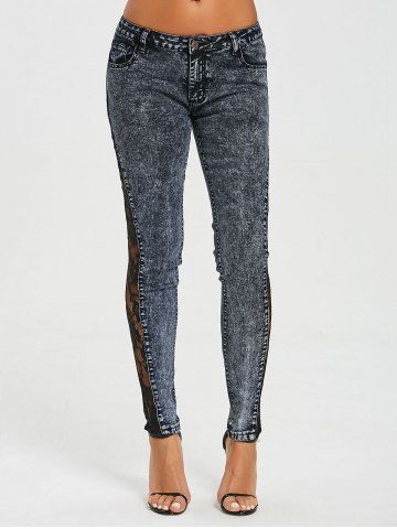 See Through Lace Panel Jeans