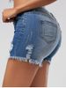 Skinny Mini Denim Ripped Shorts -  