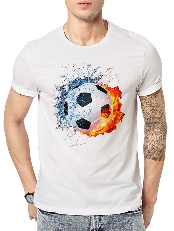 

3D Football Printed Short Sleeve Tee, White