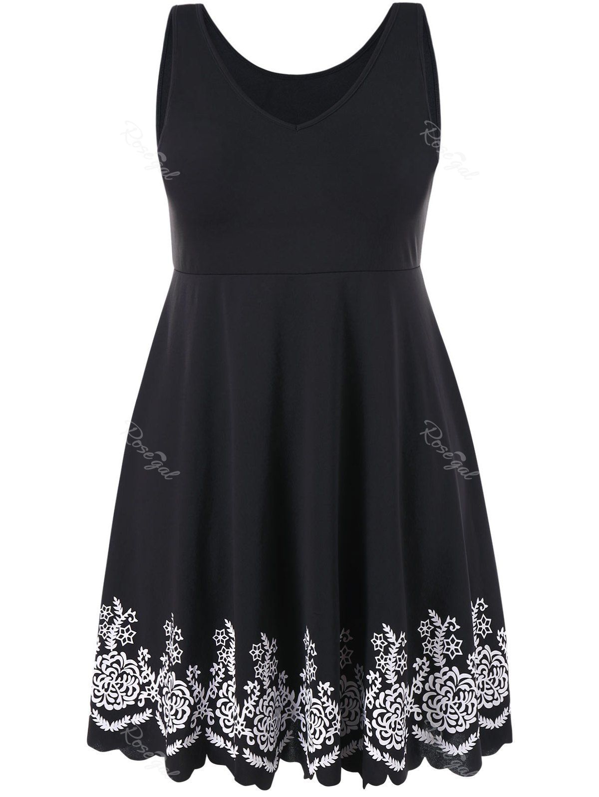 

Plus Size V-neck Sleeveless Dress, Black