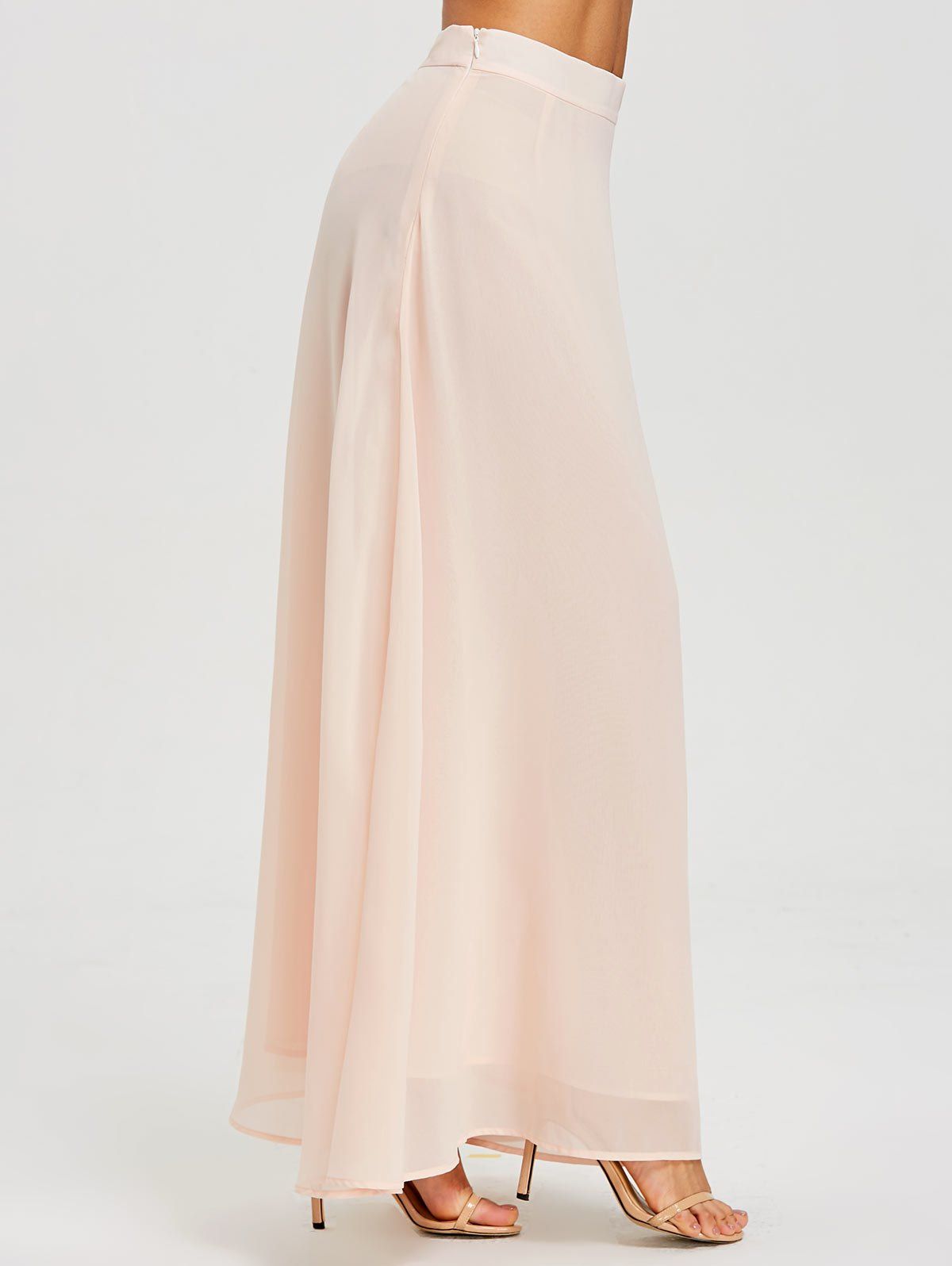 

High Waist Maxi Evening Skirt, Light apricot pink