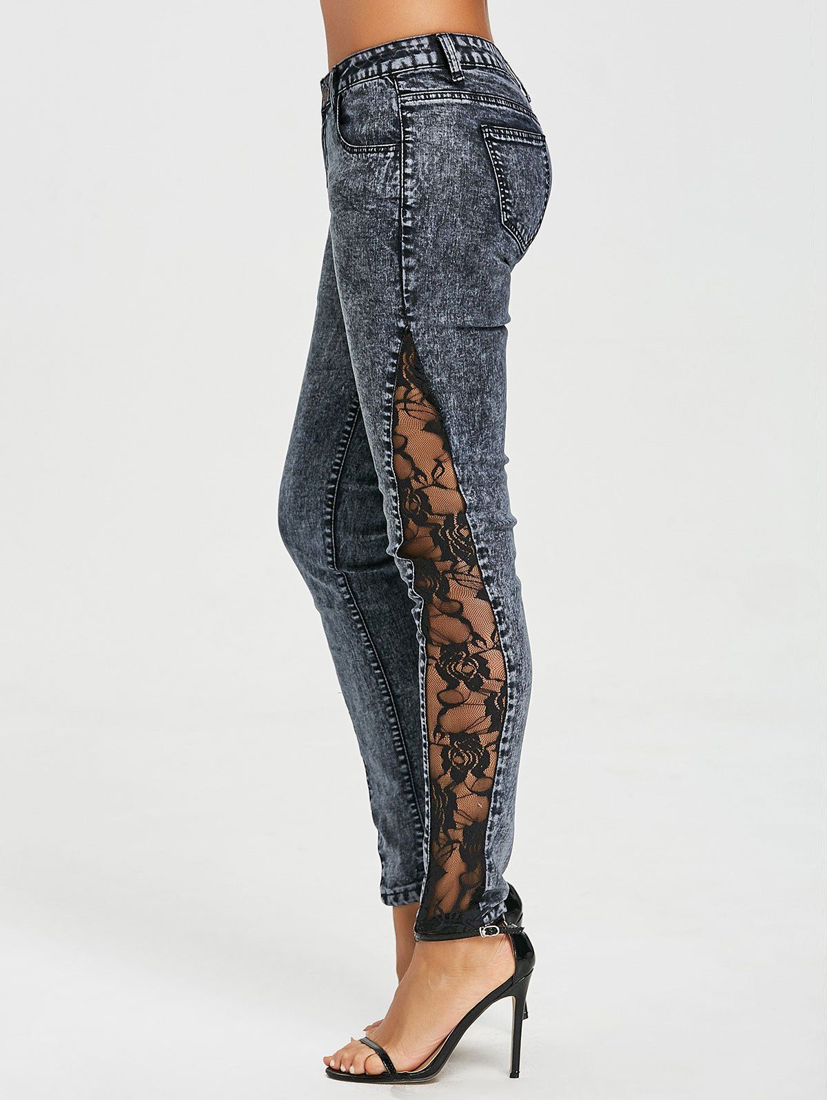 New See Through Lace Panel Jeans  