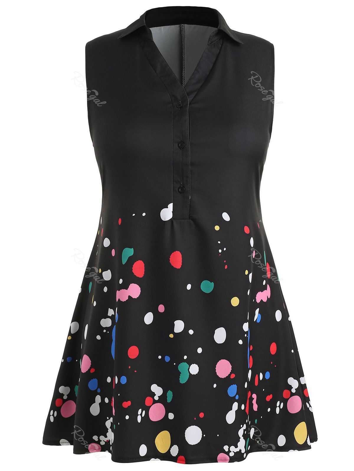 

Plus Size Splash Print Sleeveless Top, Black
