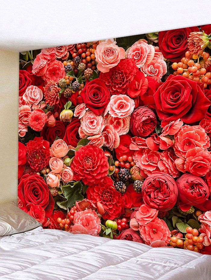 

Wall Hanging Art Flower Blossom Print Waterproof Tapestry, Red