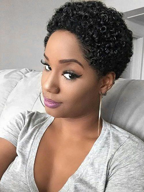  49 OFF Short Fluffy Afro Curly Pixie Human Hair Wig Rosegal