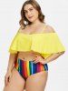 Plus Size Rainbow Flounce Bikini Swimsuits -  
