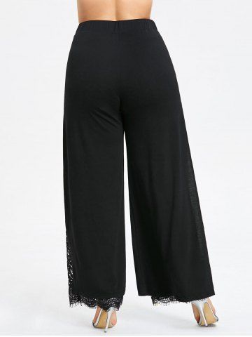 

Plus Size Lace High Slit Palazzo Pants, Black