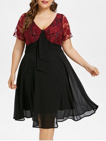 2019 round neck plus size layered flare sleeve shift dress