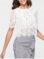 Short Sleeve Lace Blouse -  