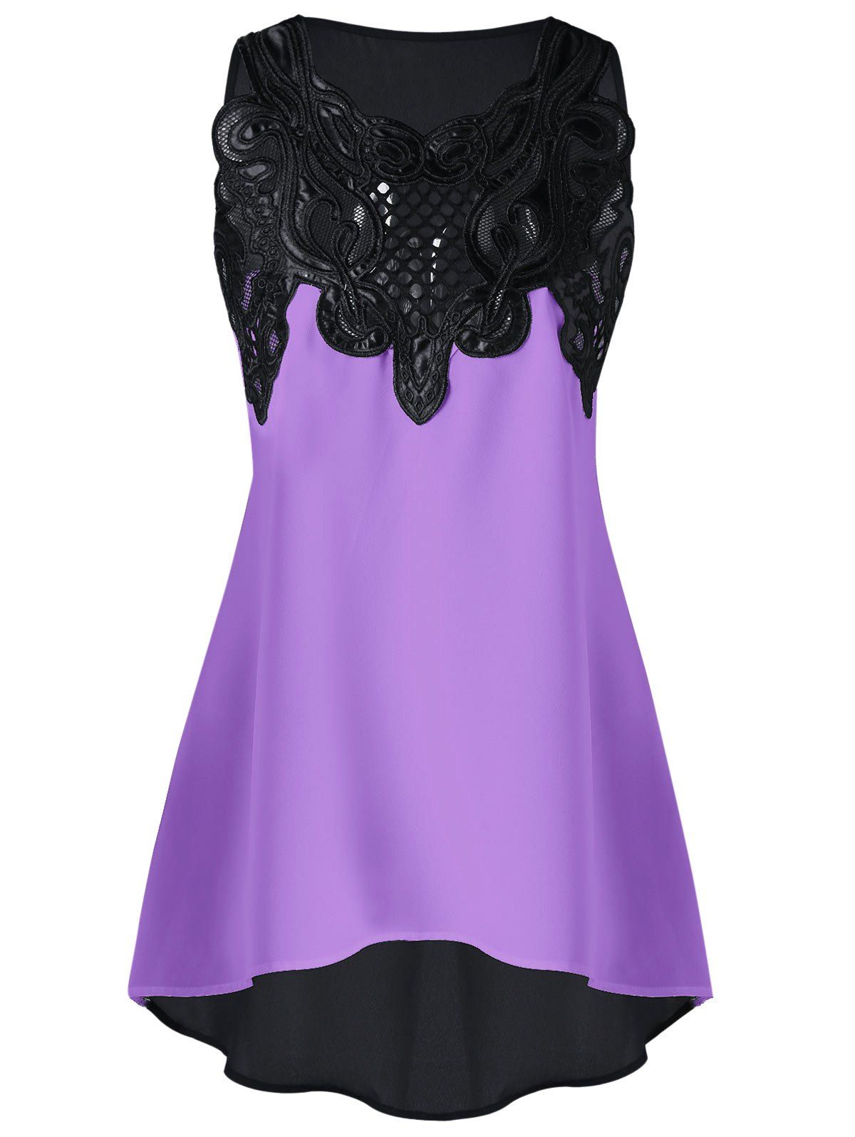 

Lace Embroidered High-low Sleeveless Top, Mauve