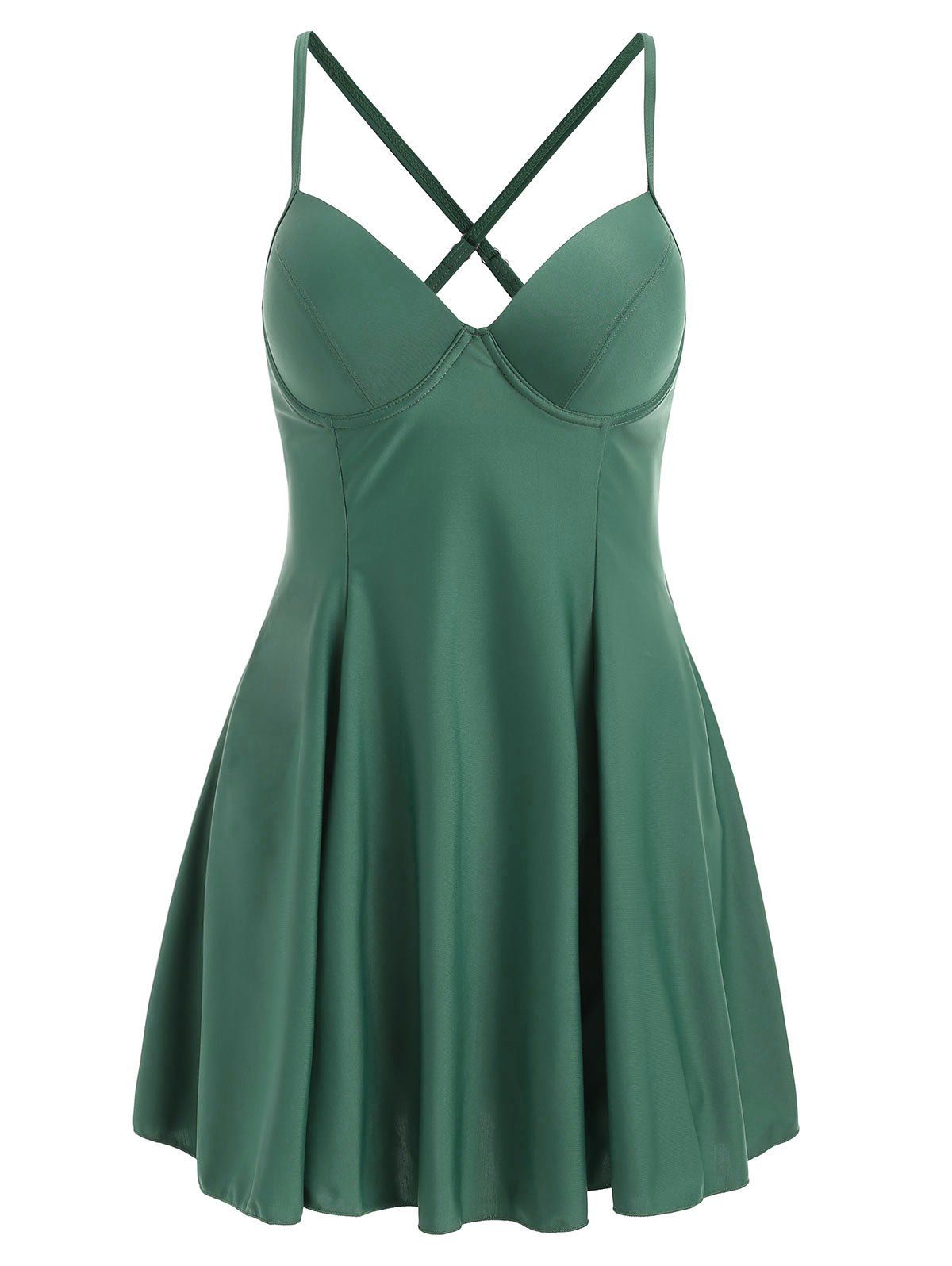 

Underwire Backless Tankini Set, Sea green