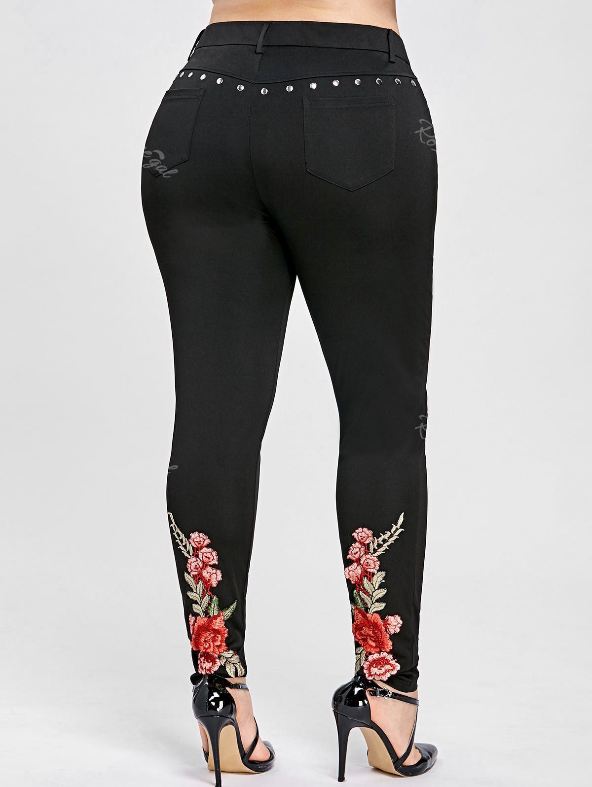 flower embroidered pants