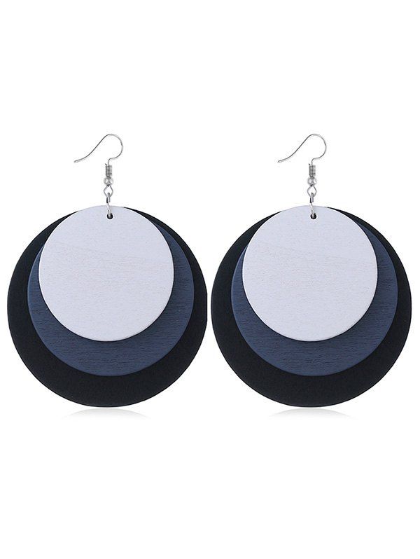 

Unique Multilayers Round Hook Earrings, Black