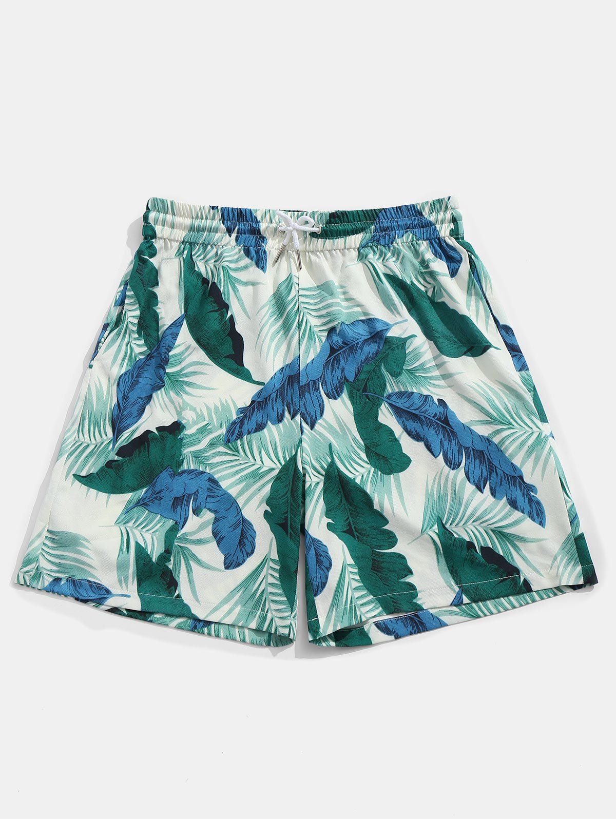 

Drawstring Banana Leaves Print Board Shorts, Colormix