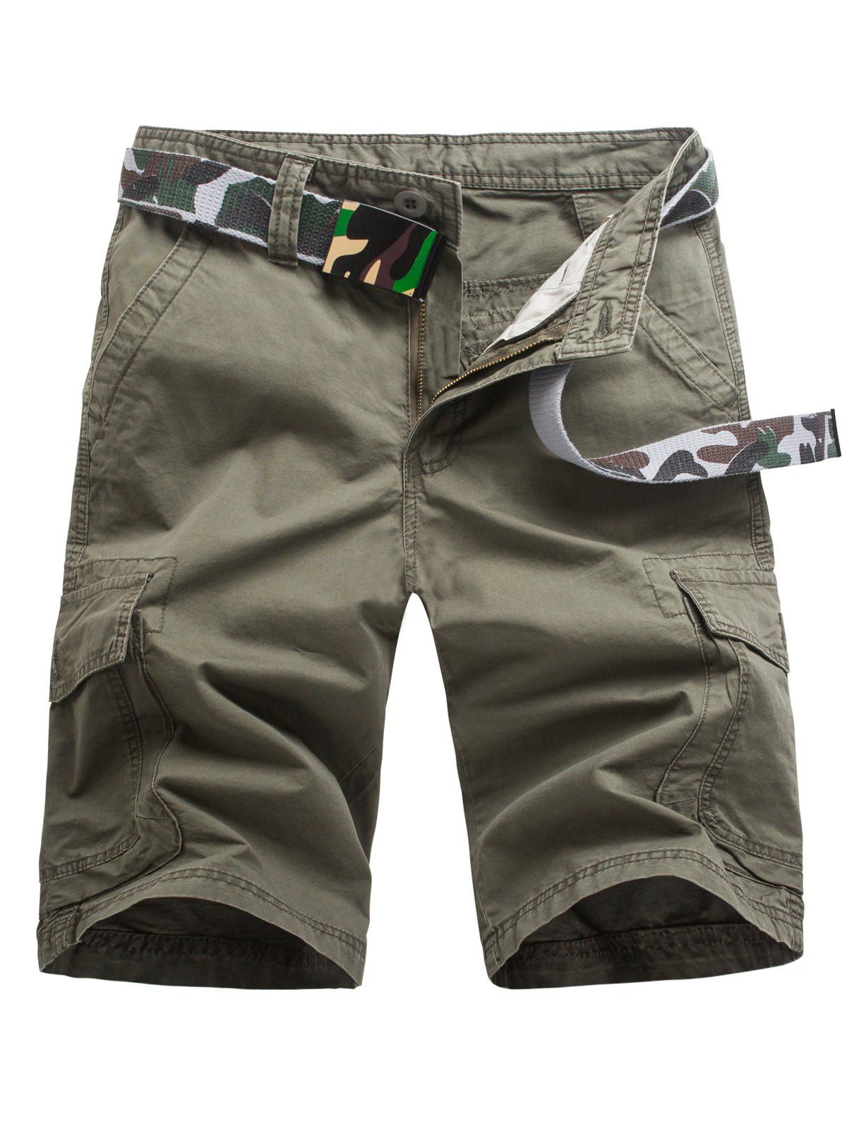 

Casual Pockets Design Zipper Fly Cargo Shorts, Army green