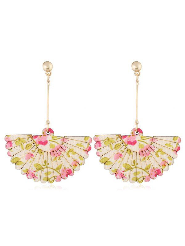 

Vintage Floral Fan Decorative Hook Earrings, Pink