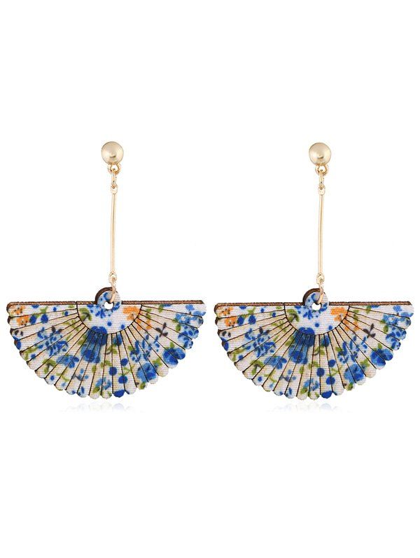 

Vintage Floral Fan Decorative Hook Earrings, Blue