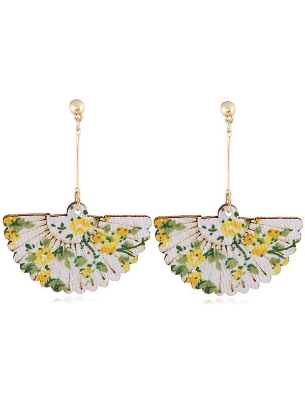 

Vintage Floral Fan Decorative Hook Earrings, Yellow