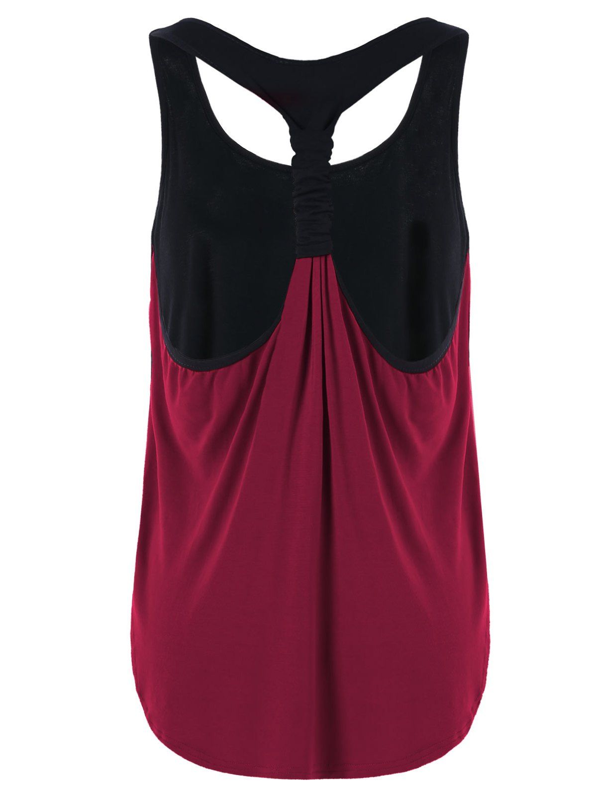 

Summer Two Tone Layered Tank Top, Red wine
