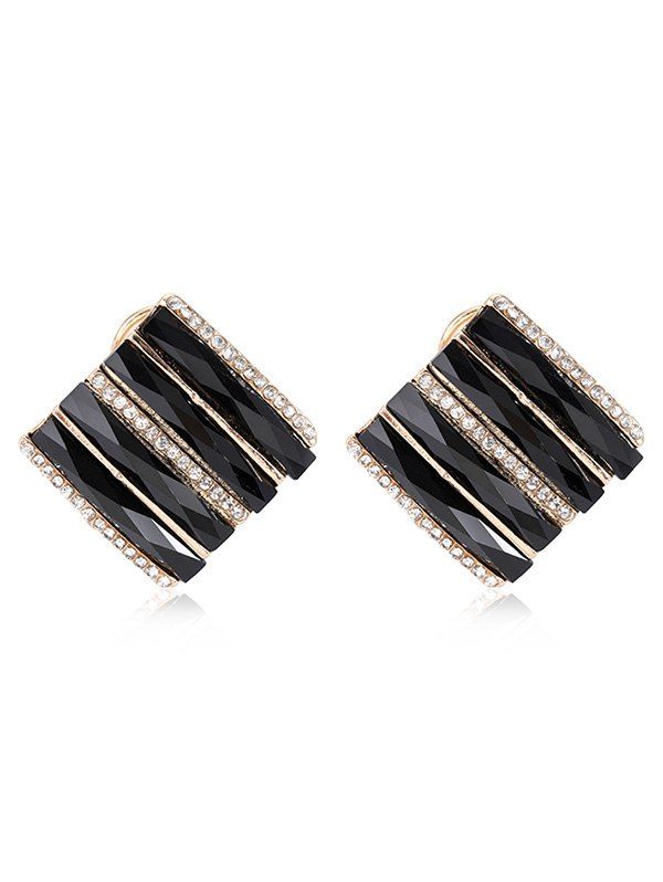 

Vintage Rhinestone Inlaid Striped Detail Stud Earrings, Black