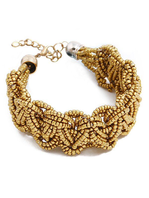 

Boho Style Knitting Beaded Bracelet, Gold