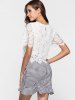 Short Sleeve Lace Blouse -  