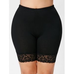 

Plus Size Lace Trim Short Leggings, Black