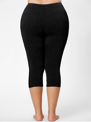 

Mesh Panel Lace Plus Size Cropped Leggings, Black